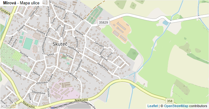 Mírová - mapa ulice