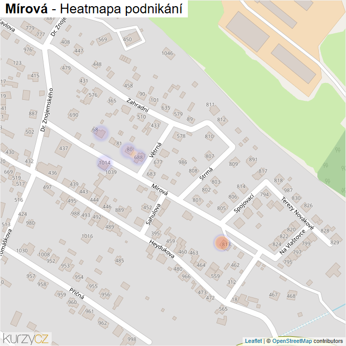 Mapa Mírová - Firmy v ulici.