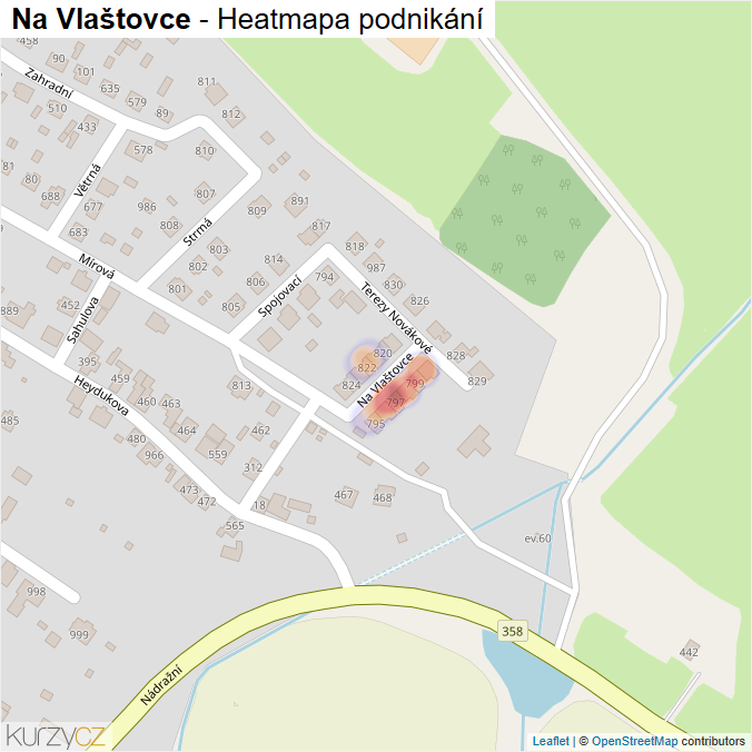 Mapa Na Vlaštovce - Firmy v ulici.