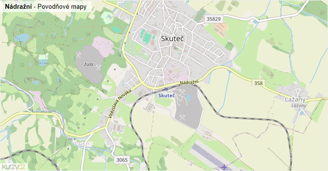Nádražní - záplavové mapy stoleté vody