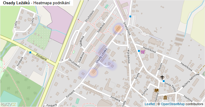 Osady Ležáků - mapa podnikání