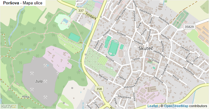 Poršova - mapa ulice