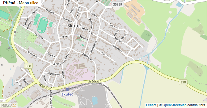 Příčná - mapa ulice