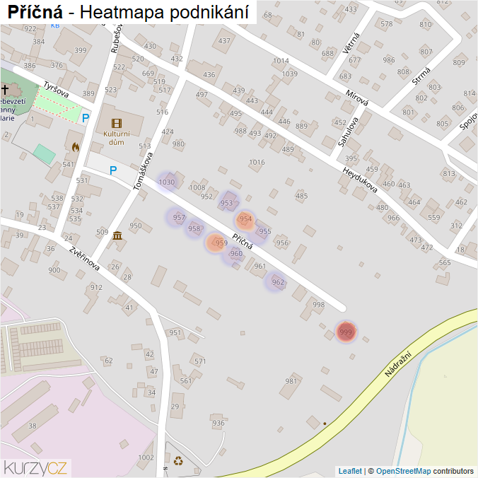 Mapa Příčná - Firmy v ulici.