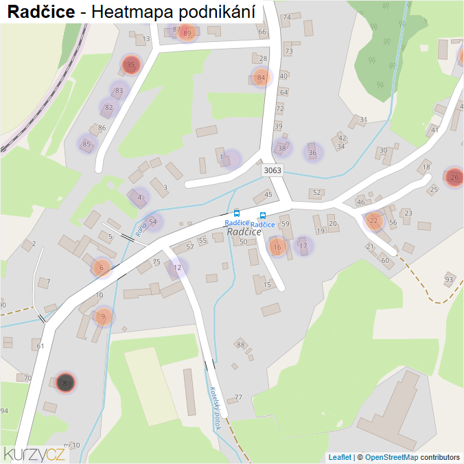 Mapa Radčice - Firmy v části obce.