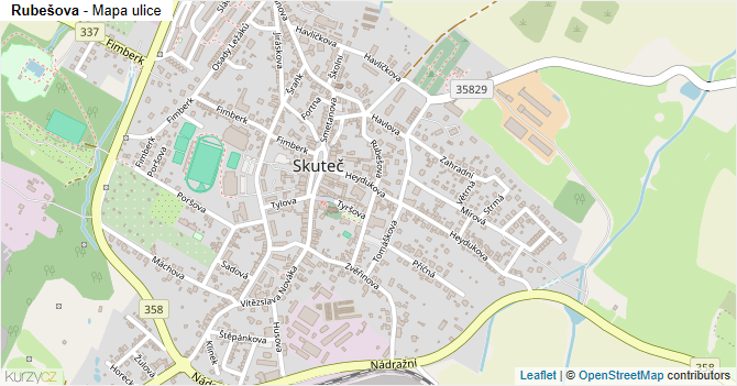 Rubešova - mapa ulice
