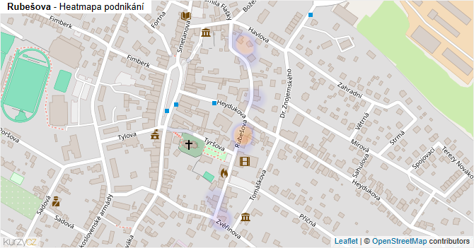 Rubešova - mapa podnikání