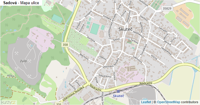 Sadová - mapa ulice