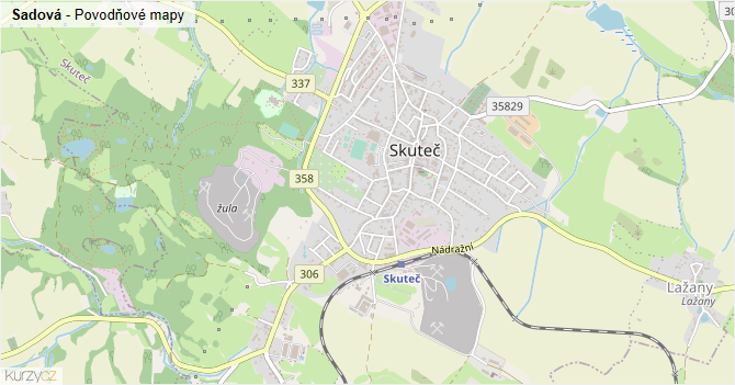 Sadová - záplavové mapy stoleté vody