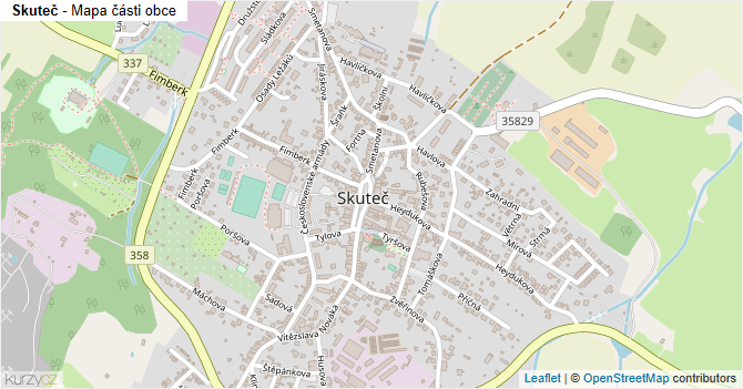 Skuteč - mapa části obce