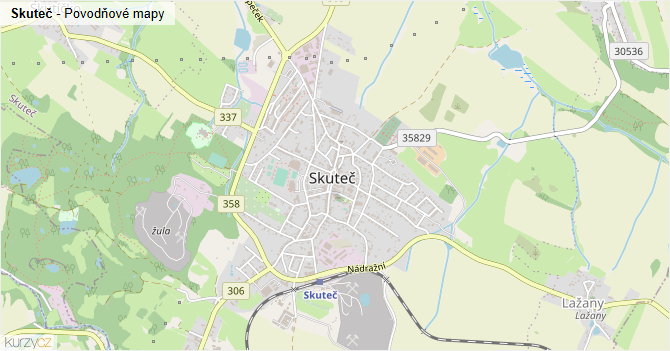 Skuteč - záplavové mapy stoleté vody