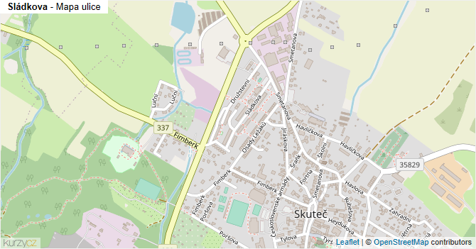 Sládkova - mapa ulice