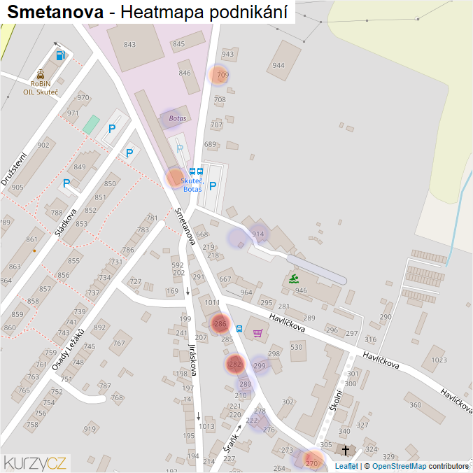 Mapa Smetanova - Firmy v ulici.