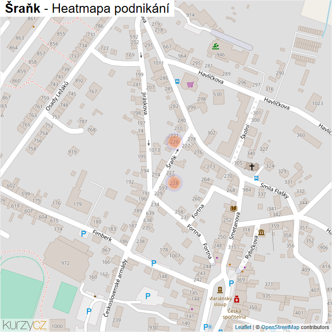 Mapa Šraňk - Firmy v ulici.