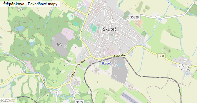 Štěpánkova - záplavové mapy stoleté vody