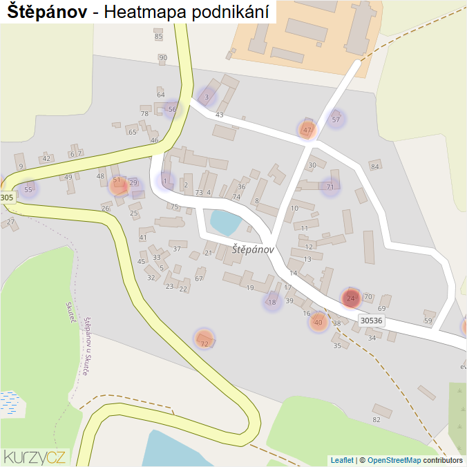 Mapa Štěpánov - Firmy v části obce.