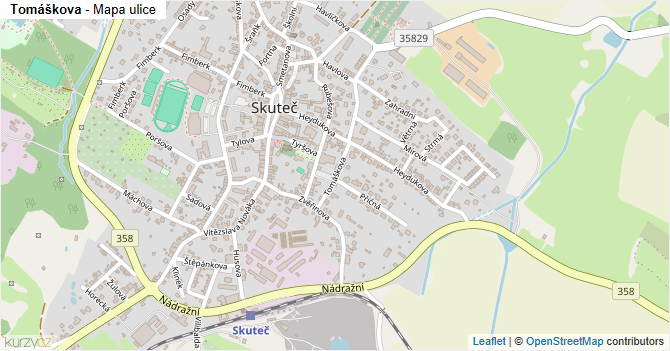 Tomáškova - mapa ulice