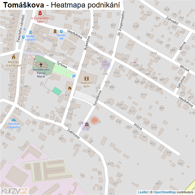 Mapa Tomáškova - Firmy v ulici.