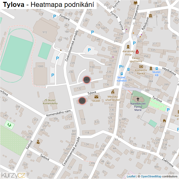 Mapa Tylova - Firmy v ulici.