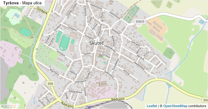 Tyršova - mapa ulice