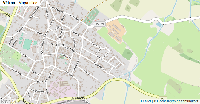 Větrná - mapa ulice
