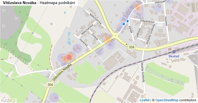 Vítězslava Nováka - mapa podnikání