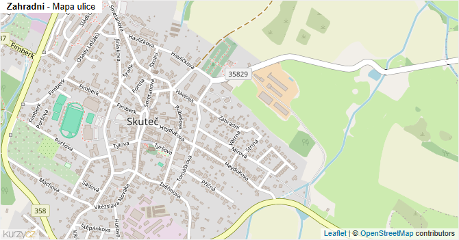 Zahradní - mapa ulice