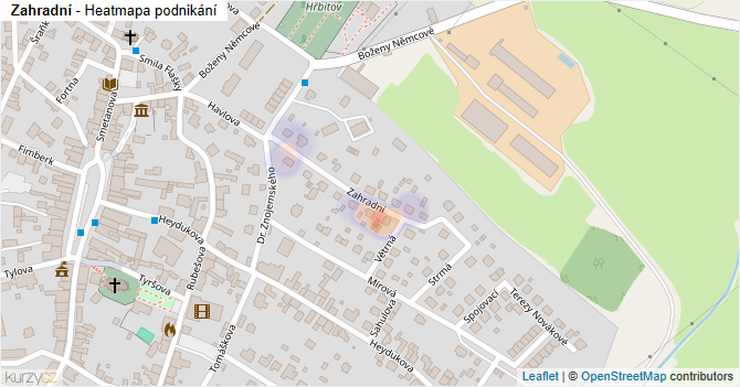 Zahradní - mapa podnikání