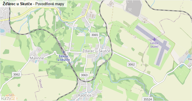 Žďárec u Skutče - záplavové mapy stoleté vody