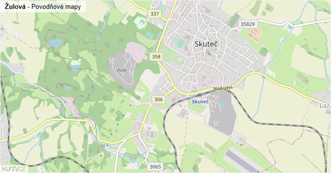 Žulová - záplavové mapy stoleté vody