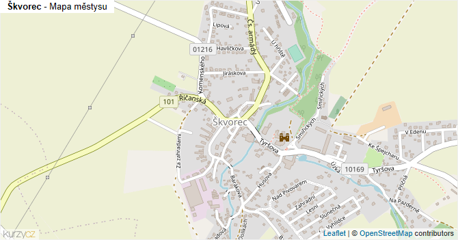 Škvorec - mapa městysu