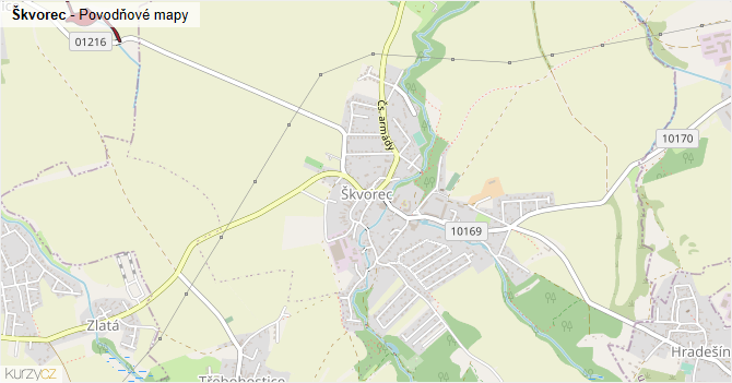 Škvorec - záplavové mapy stoleté vody