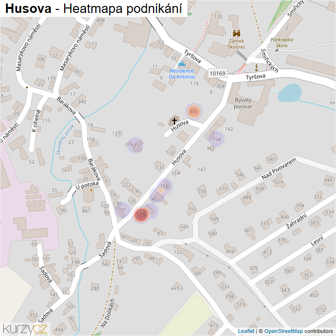 Mapa Husova - Firmy v ulici.