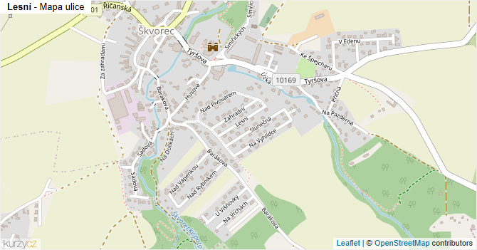Lesní - mapa ulice