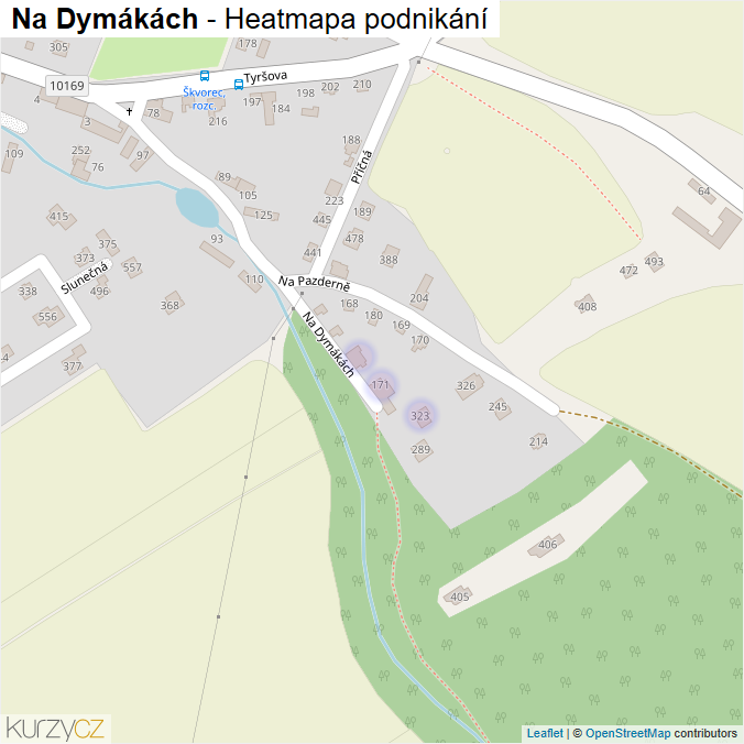 Mapa Na Dymákách - Firmy v ulici.