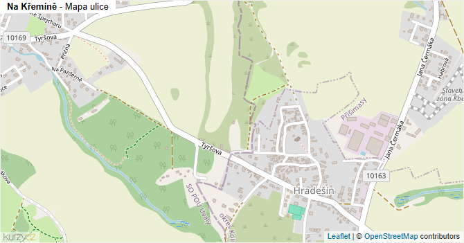 Na Křemíně - mapa ulice