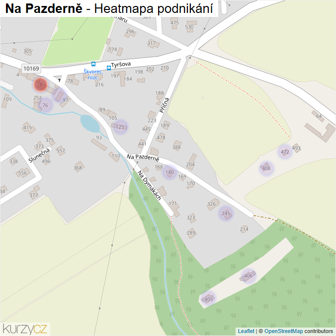 Mapa Na Pazderně - Firmy v ulici.