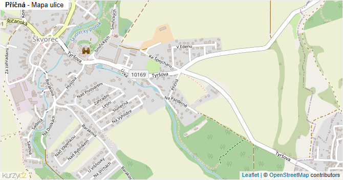 Příčná - mapa ulice