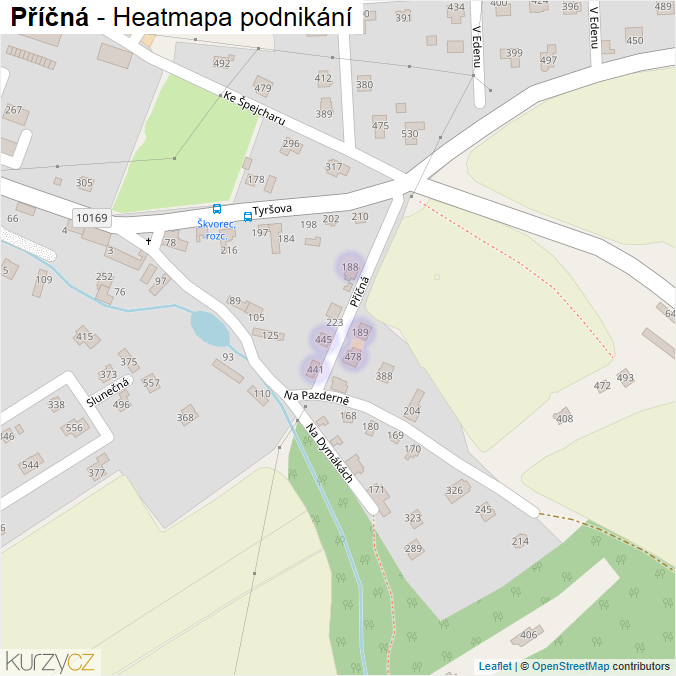 Mapa Příčná - Firmy v ulici.