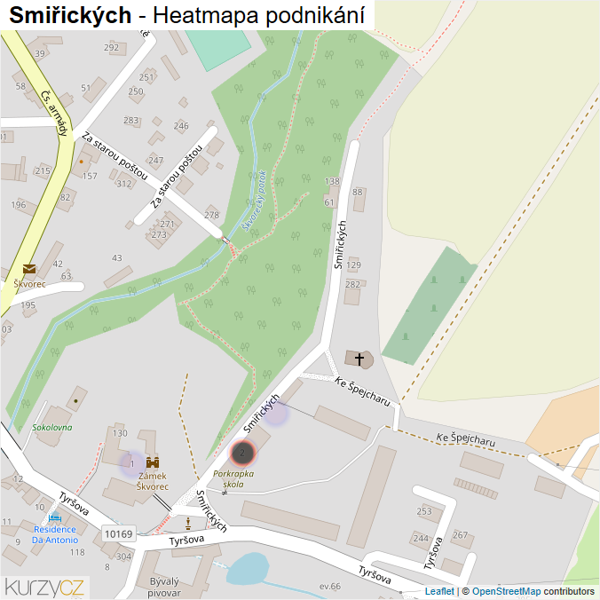 Mapa Smiřických - Firmy v ulici.