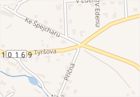 Tyršova v obci Škvorec - mapa ulice
