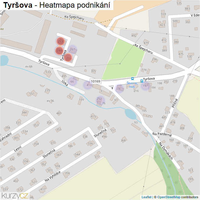 Mapa Tyršova - Firmy v ulici.