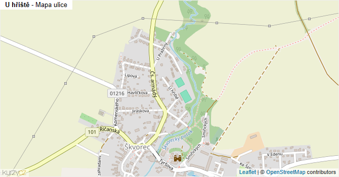 U hřiště - mapa ulice