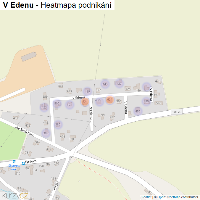 Mapa V Edenu - Firmy v ulici.