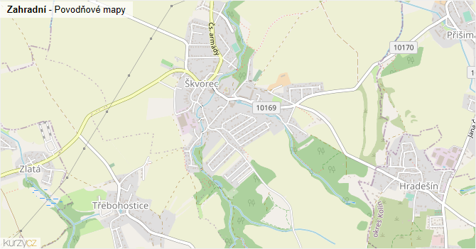 Zahradní - záplavové mapy stoleté vody