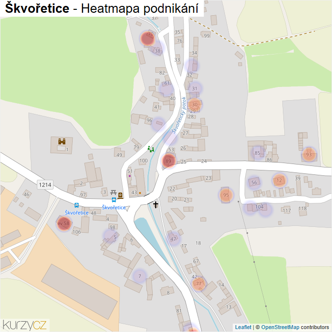 Mapa Škvořetice - Firmy v části obce.