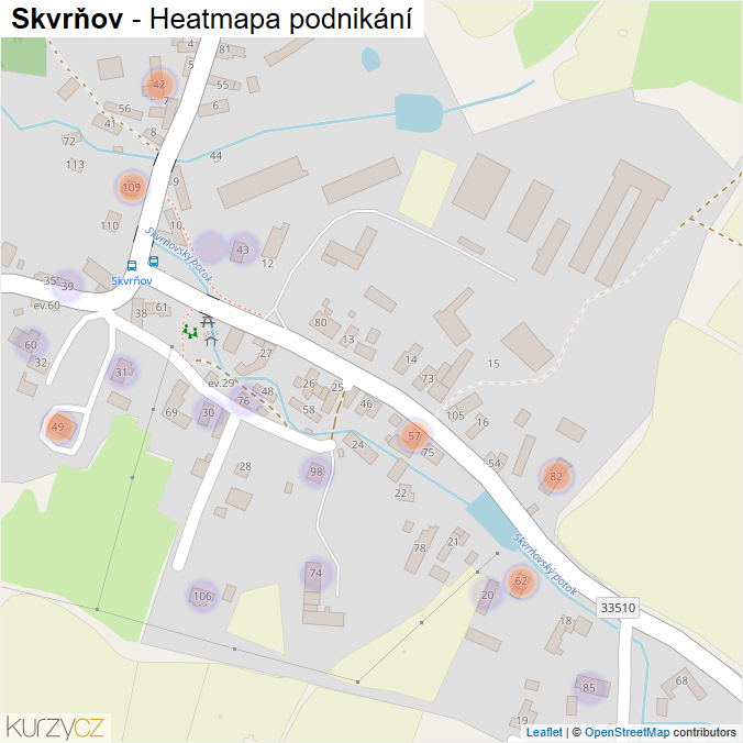 Mapa Skvrňov - Firmy v části obce.