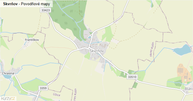 Skvrňov - záplavové mapy stoleté vody