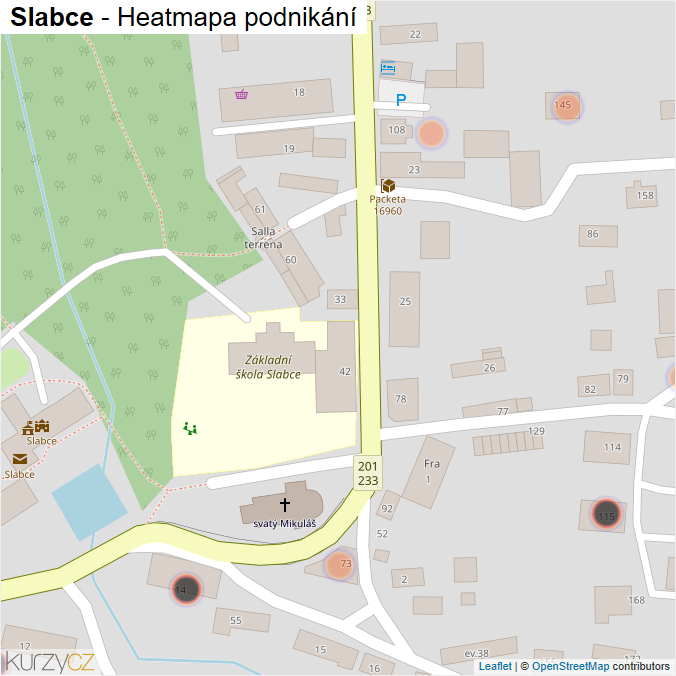 Mapa Slabce - Firmy v obci.