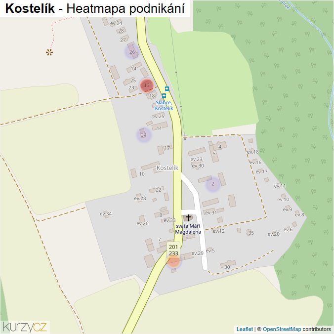 Mapa Kostelík - Firmy v části obce.